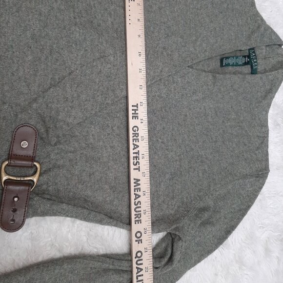 Lauren Ralph Lauren Mayda Wrap Sweater Women's Green Buckle Wool Blend Sweater - Picture 4 of 9